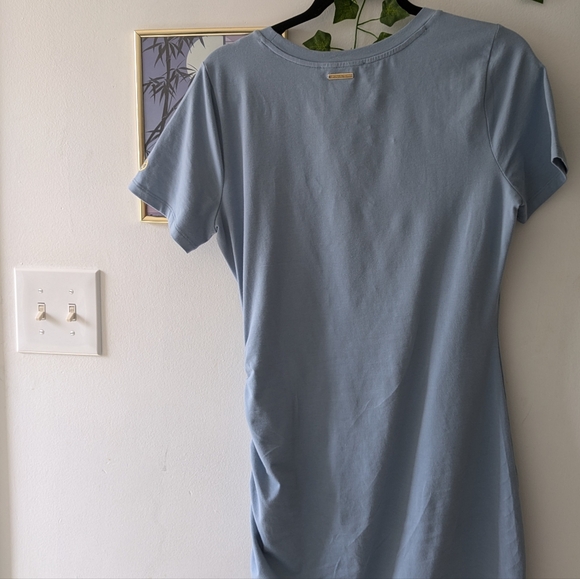 NWT MEDIUM MICHAEL KORS Baby Blue Ruched Bodycon Dress Sporty Casual - Picture 7 of 9
